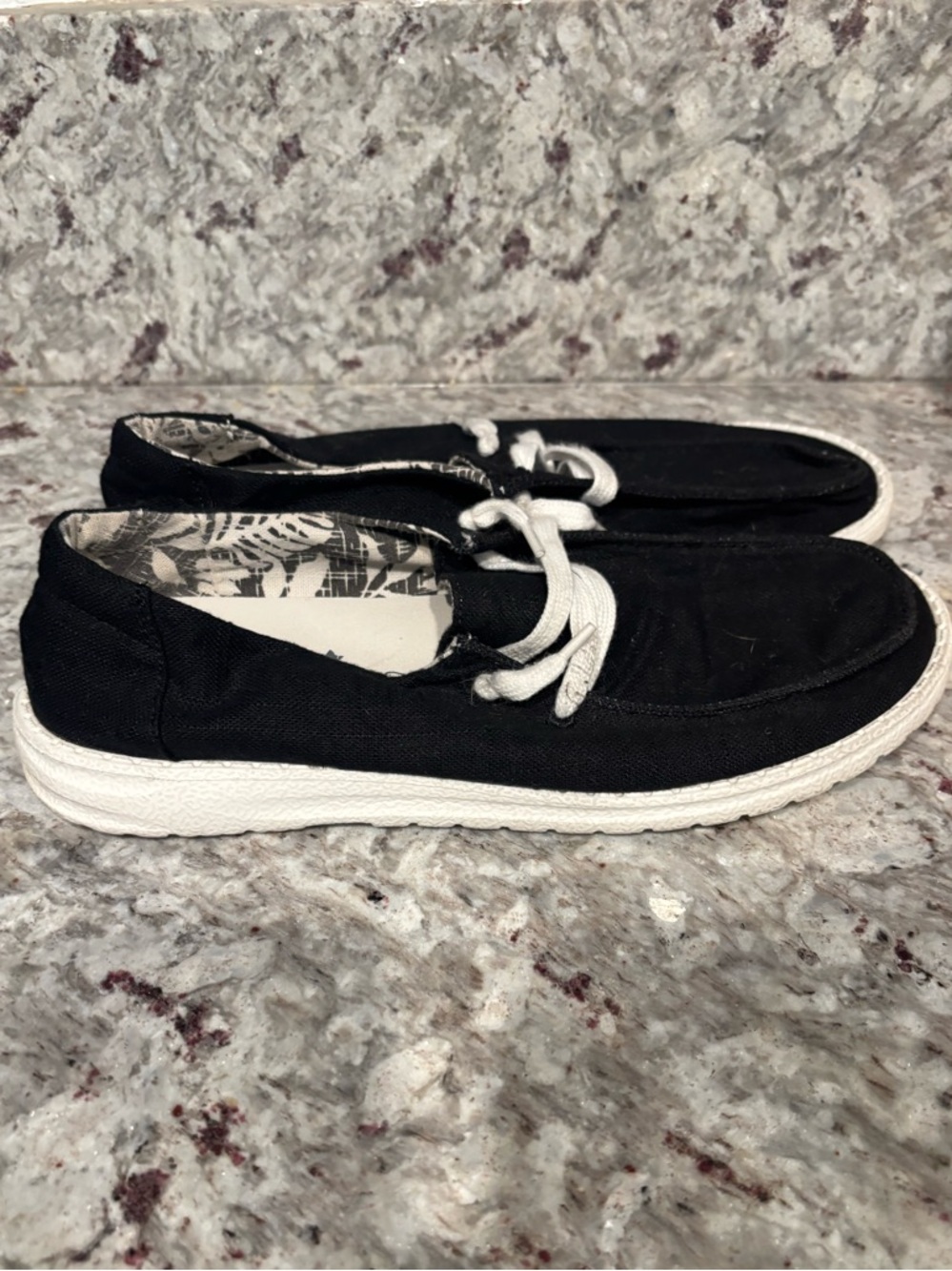 Gypsy Jazz Black Canvas Casual Loafers with White Laces
